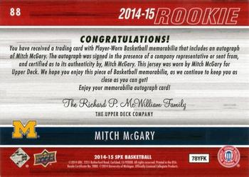 2014-15 SPx #88 Mitch McGary Back