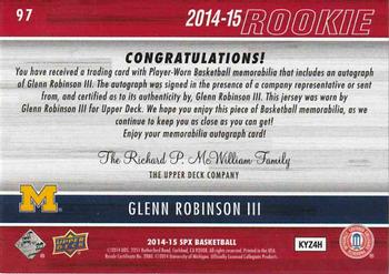 2014-15 SPx #97 Glenn Robinson III Back