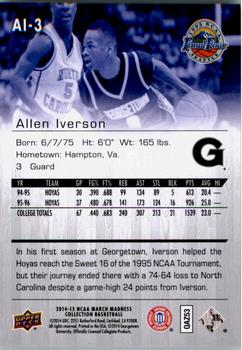 2014-15 Upper Deck NCAA March Madness #AI-3 Allen Iverson Back