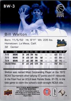 2014-15 Upper Deck NCAA March Madness #BW-3 Bill Walton Back