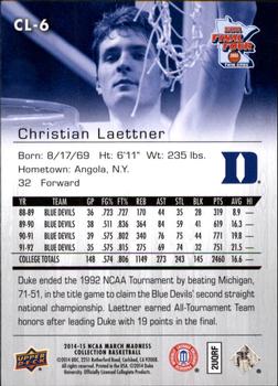 2014-15 Upper Deck NCAA March Madness #CL-6 Christian Laettner Back