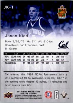2014-15 Upper Deck NCAA March Madness #JK-1 Jason Kidd Back