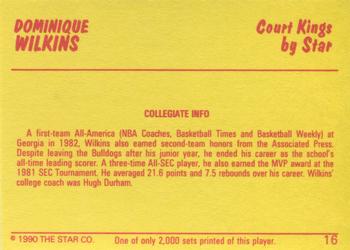 1990-91 Star Court Kings #16 Dominique Wilkins Back