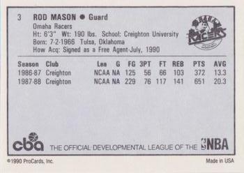 1990-91 ProCards CBA #3 Rod Mason Back