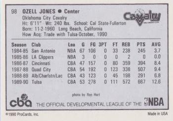 1990-91 ProCards CBA #98 Ozell Jones Back