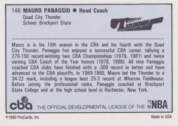 1990-91 ProCards CBA #146 Mauro Panaggio Back