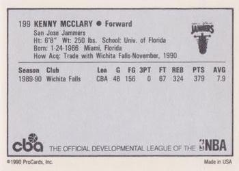 1990-91 ProCards CBA #199 Kenny McClary Back