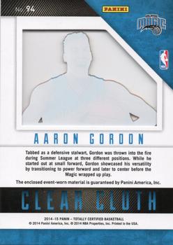 2014-15 Panini Totally Certified - Clear Cloth Jerseys Blue #94 Aaron Gordon Back