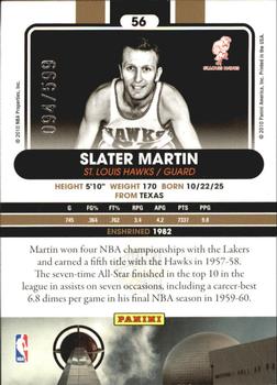 2010 Panini Hall of Fame #56 Slater Martin  Back