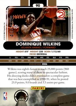 2010 Panini Hall of Fame #90 Dominique Wilkins  Back