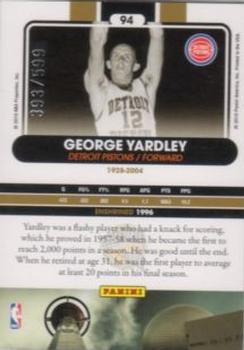 2010 Panini Hall of Fame #94 George Yardley  Back