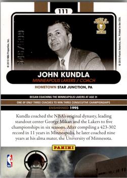 2010 Panini Hall of Fame #111 John Kundla  Back