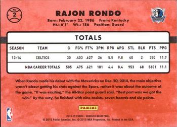 2014-15 Donruss #2 Rajon Rondo Back