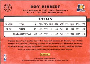 2014-15 Donruss #12 Roy Hibbert Back