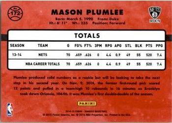 2014-15 Donruss #172 Mason Plumlee Back