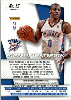 2014-15 Panini Prizm - Prizms Blue and Green Mosaic #52 Russell Westbrook Back