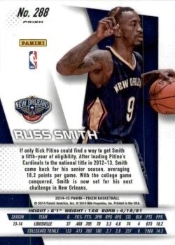 2014-15 Panini Prizm - Prizms Yellow and Red Mosaic #288 Russ Smith Back