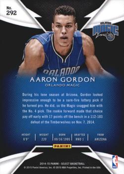 2014-15 Panini Select #292 Aaron Gordon Back