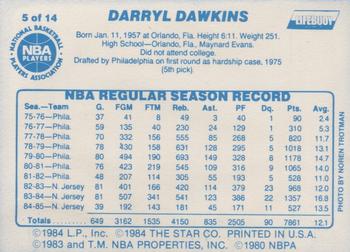1985-86 Star Lifebuoy New Jersey Nets #5 Darryl Dawkins Back