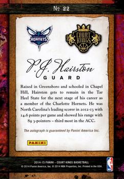 2014-15 Panini Court Kings - Remarkable Rookies Signatures #22 P.J. Hairston Back