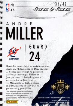 2014-15 Panini Court Kings - Sketches and Swatches Autographs #45 Andre Miller Back