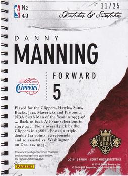 2014-15 Panini Court Kings - Sketches and Swatches Autographs Prime #43 Danny Manning Back