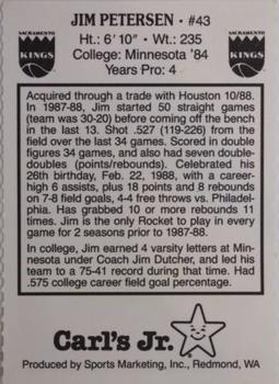 1988-89 Carl's Jr. Sacramento Kings #NNO Jim Petersen Back