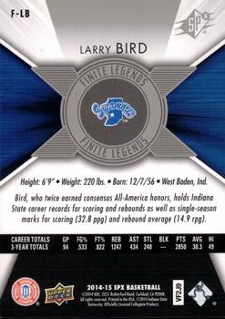 2014-15 SPx - Finite Legends #F-LB Larry Bird Back