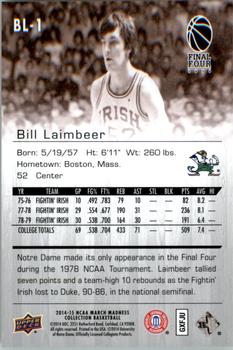 2014-15 Upper Deck NCAA March Madness - Sepia #BL-1 Bill Laimbeer Back