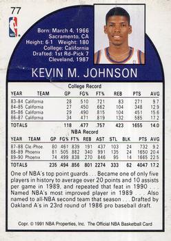 1991 Hoops 100 Superstars #77 Kevin Johnson Back