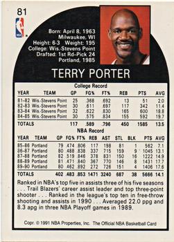 1991 Hoops 100 Superstars #81 Terry Porter Back