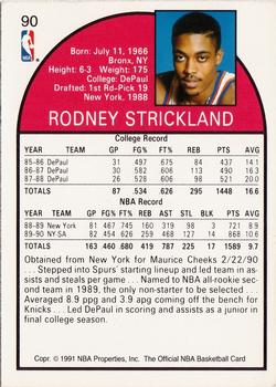 1991 Hoops 100 Superstars #90 Rod Strickland Back