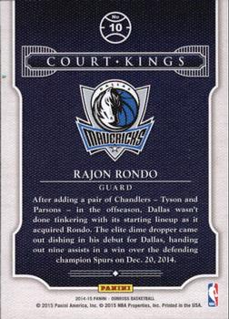 2014-15 Donruss - Court Kings #10 Rajon Rondo Back