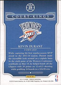 2014-15 Donruss - Court Kings #25 Kevin Durant Back