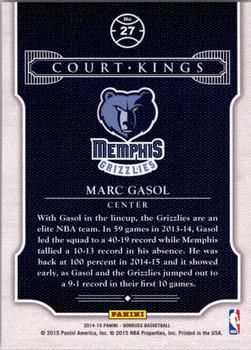 2014-15 Donruss - Court Kings #27 Marc Gasol Back