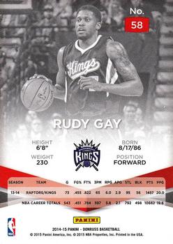 2014-15 Donruss - Elite #58 Rudy Gay Back