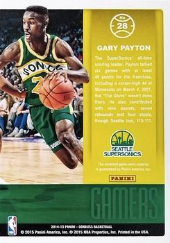 2014-15 Donruss - Gamers Jerseys #28 Gary Payton Back