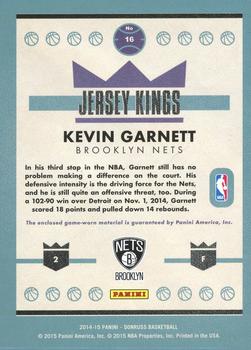 2014-15 Donruss - Jersey Kings #16 Kevin Garnett Back