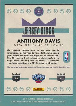2014-15 Donruss - Jersey Kings Prime #23 Anthony Davis Back