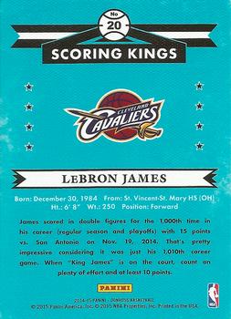 2014-15 Donruss - Scoring Kings #20 LeBron James Back