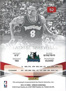 2014-15 Donruss - Elite Status Signatures #52 Latrell Sprewell Back