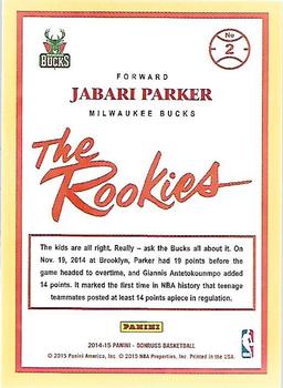 2014-15 Donruss - The Rookies #2 Jabari Parker Back