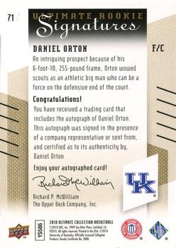 2010-11 Upper Deck Ultimate Collection #71 Daniel Orton  Back