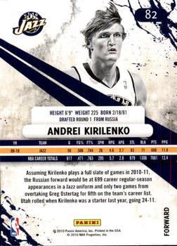 2010-11 Panini Rookies & Stars #82 Andrei Kirilenko  Back