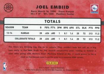 2014-15 Donruss - Rated Rookies Artists Proofs #203 Joel Embiid Back