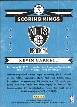 2014-15 Donruss - Scoring Kings Press Proofs Blue #5 Kevin Garnett Back
