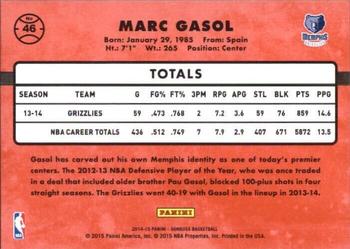 2014-15 Donruss - Stat Line Season #46 Marc Gasol Back