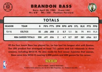 2014-15 Donruss - Stat Line Season #62 Brandon Bass Back