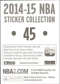 2014-15 Panini Stickers #45 76ers Road Jersey Back