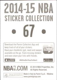 2014-15 Panini Stickers #67 Louis Williams Back